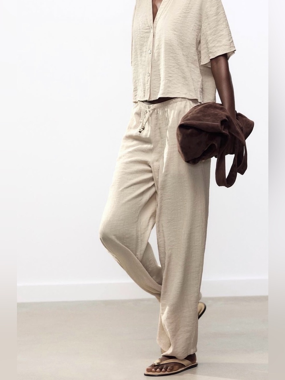 Zara Linen-Blend Pants Set (Top & Bottoms) - Picture 7 of 15